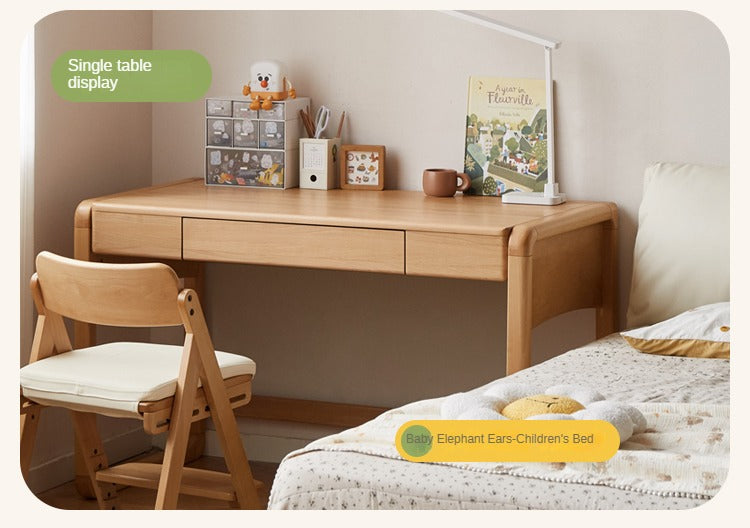 Beech Solid Wood Children's Study Table Eye Protection Lamp