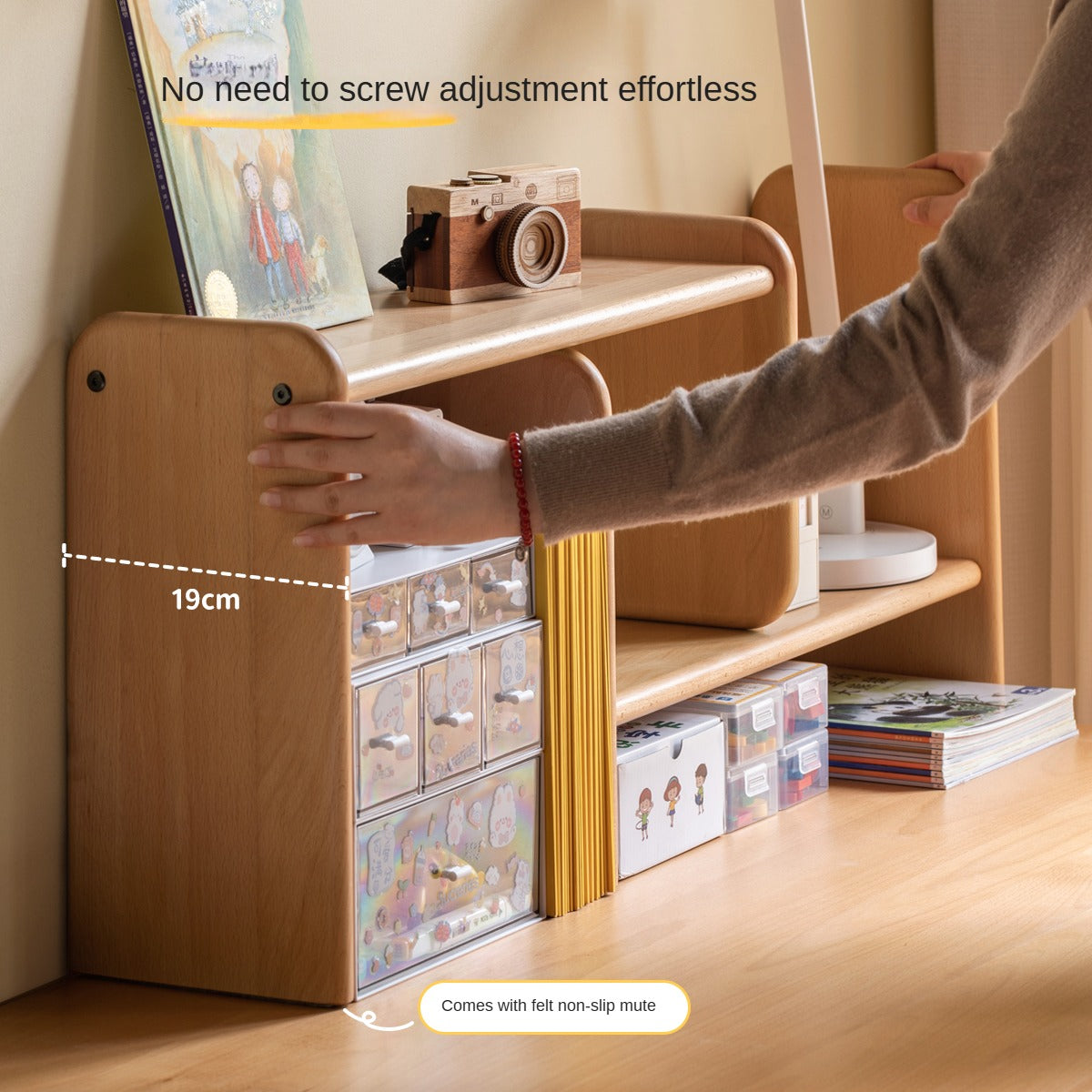 Beech, Oak, Poplar Solid Wood Children's Shelves Multi-function