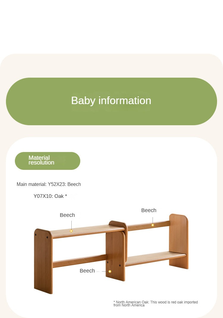 Beech, Oak, Poplar Solid Wood Children's Shelves Multi-function