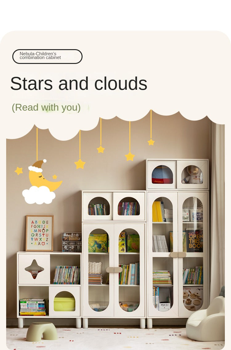 Rubber Solid Wood Children's Cream Style Сombination Bookshelf