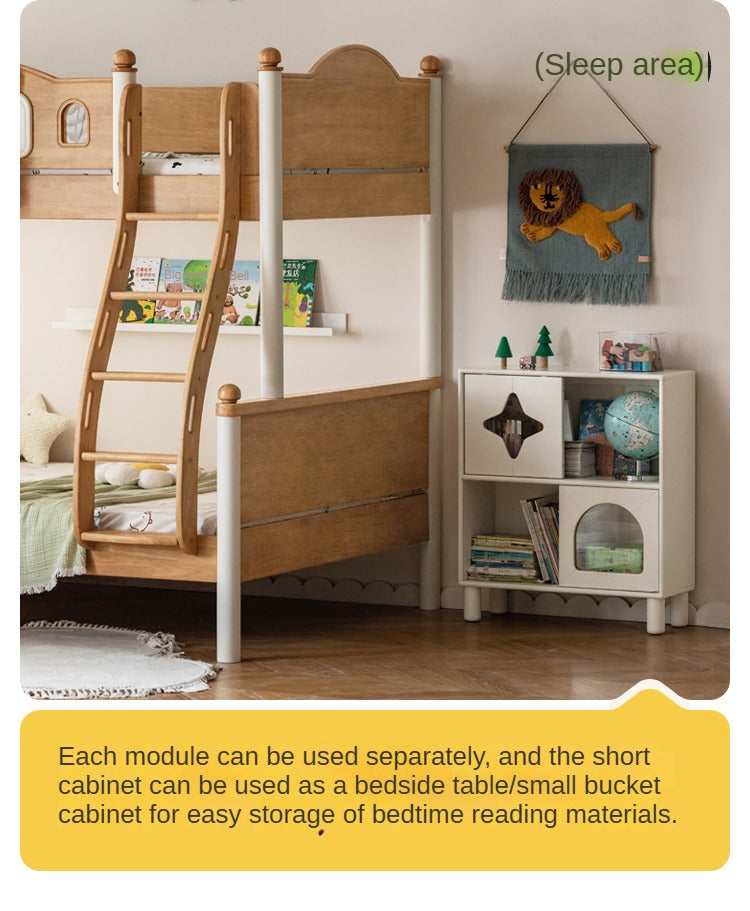 Rubber Solid Wood Children's Cream Style Сombination Bookshelf