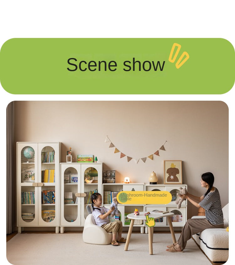 Rubber Solid Wood Children's Cream Style Сombination Bookshelf