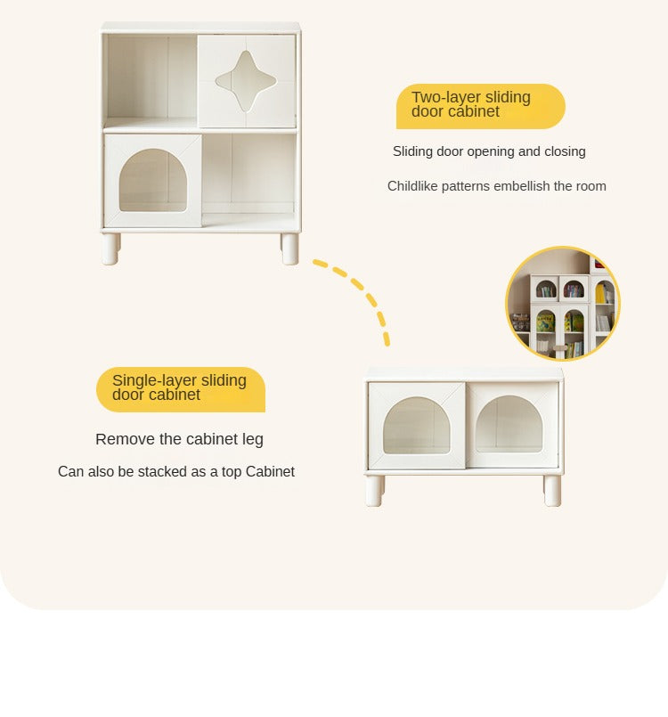 Rubber Solid Wood Children's Cream Style Сombination Bookshelf
