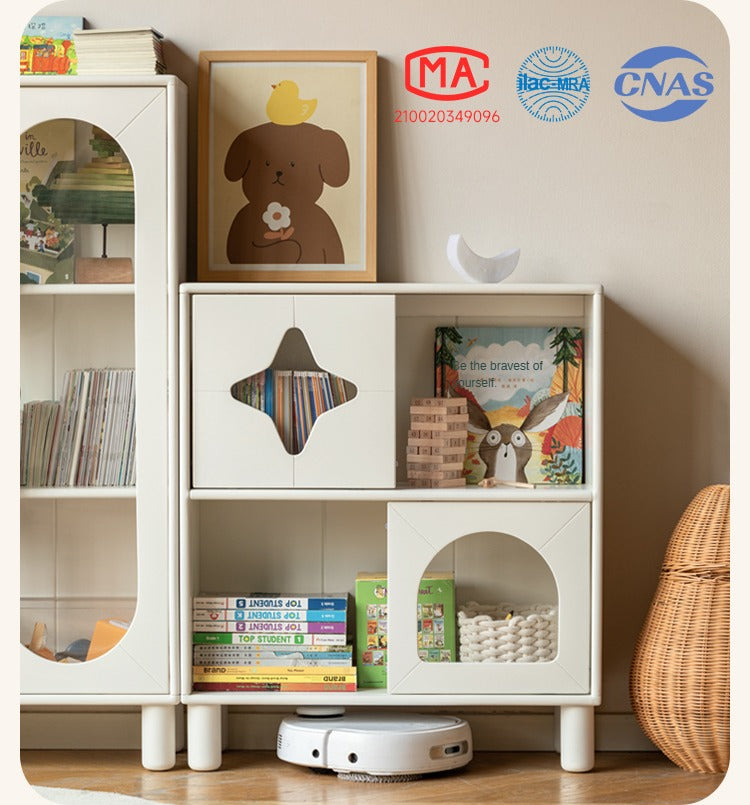 Rubber Solid Wood Children's Cream Style Сombination Bookshelf