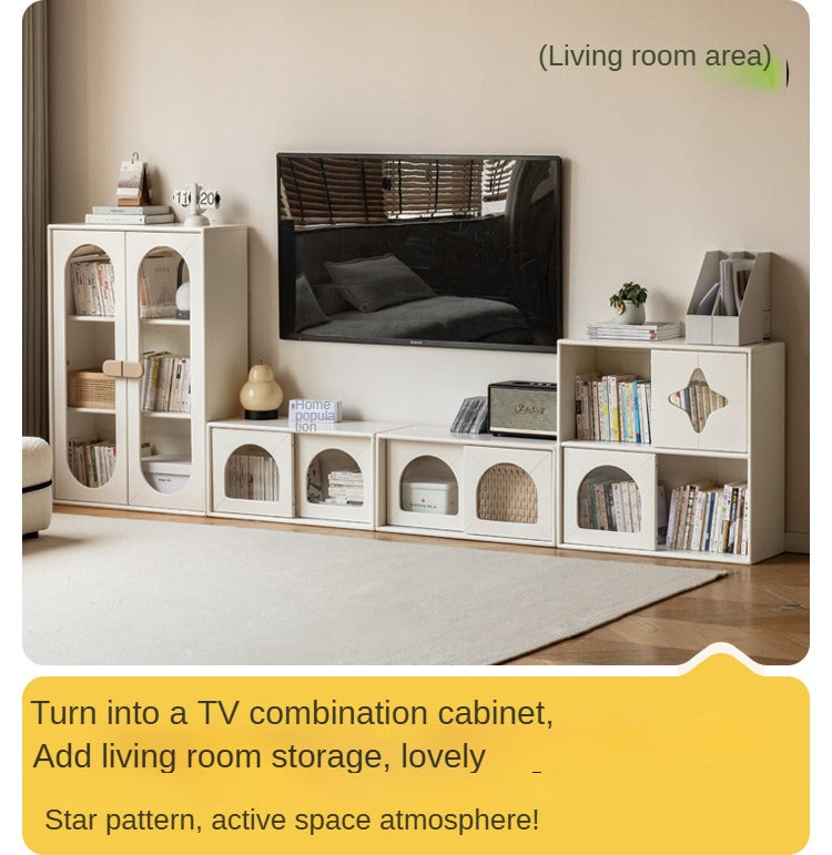 Rubber Solid Wood Children's Cream Style Сombination Bookshelf