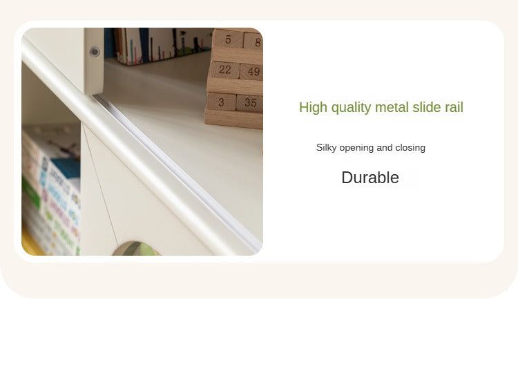 Rubber Solid Wood Children's Cream Style Сombination Bookshelf