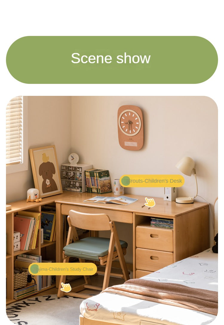 Beech Solid Wood Children's Combination Bookshelf