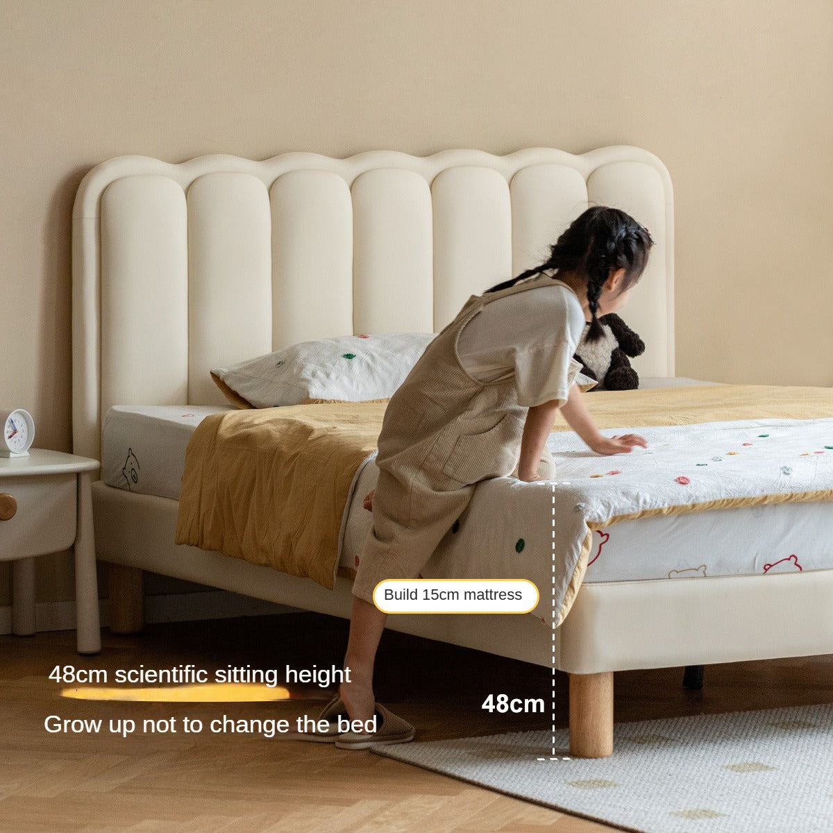 Organic leather cream style white Children's Bed