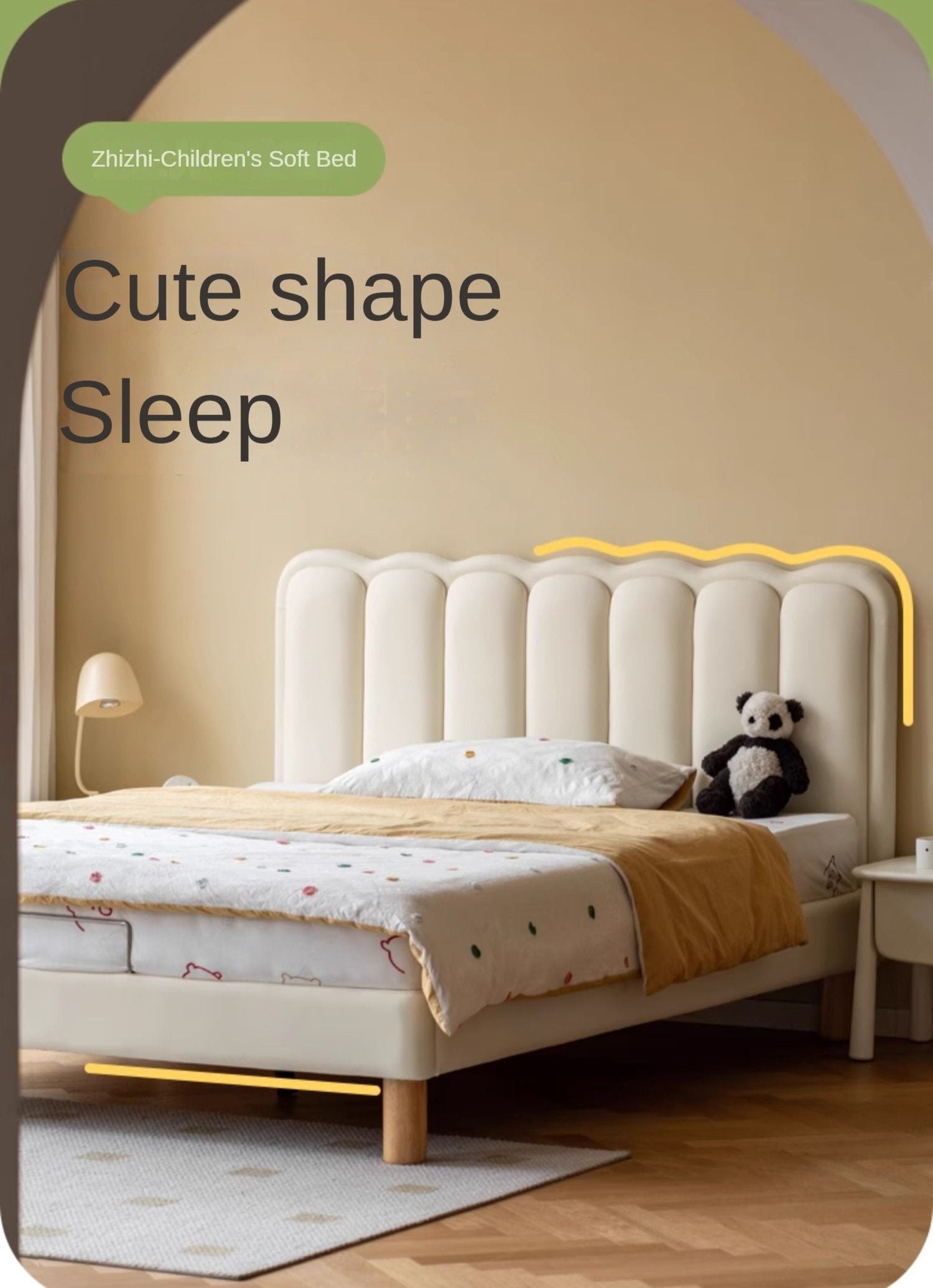 Organic leather cream style white Children's Bed