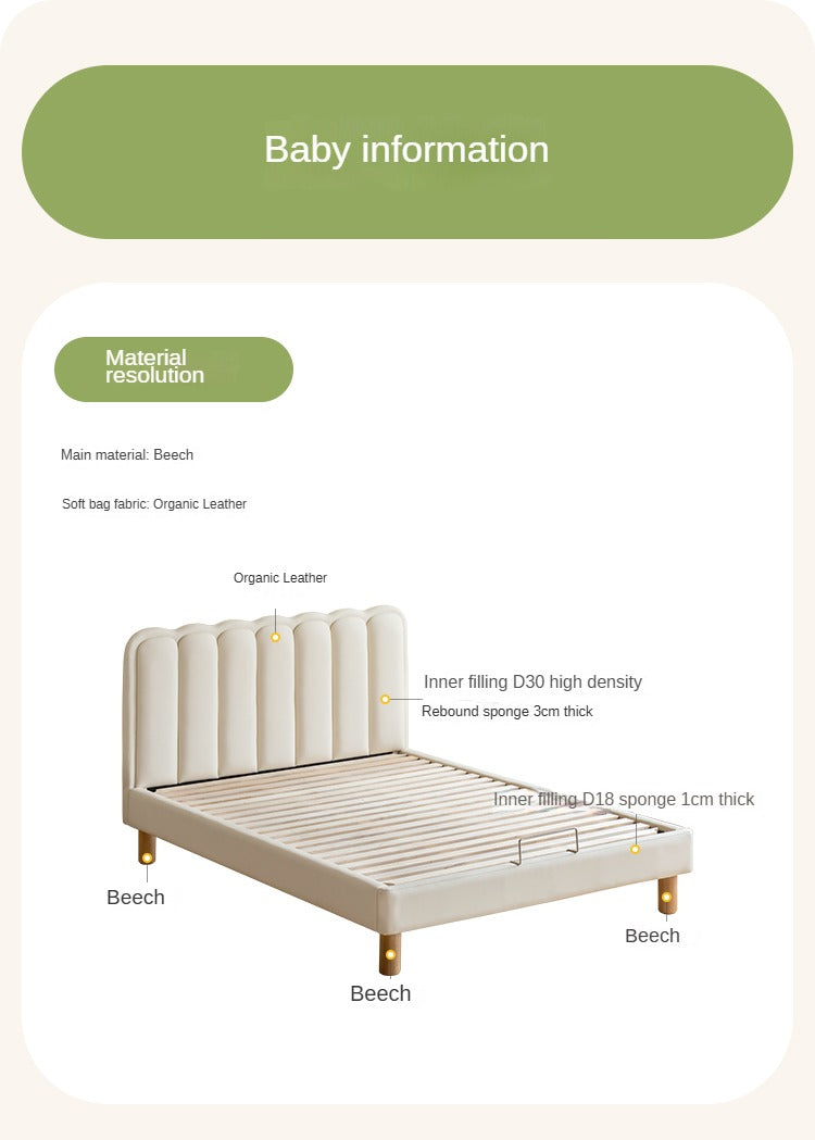 Organic leather cream style white Children's Bed