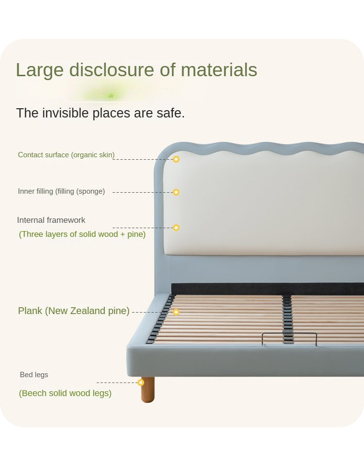 Organic Leather Children's Soft Bed Boys and Girls.