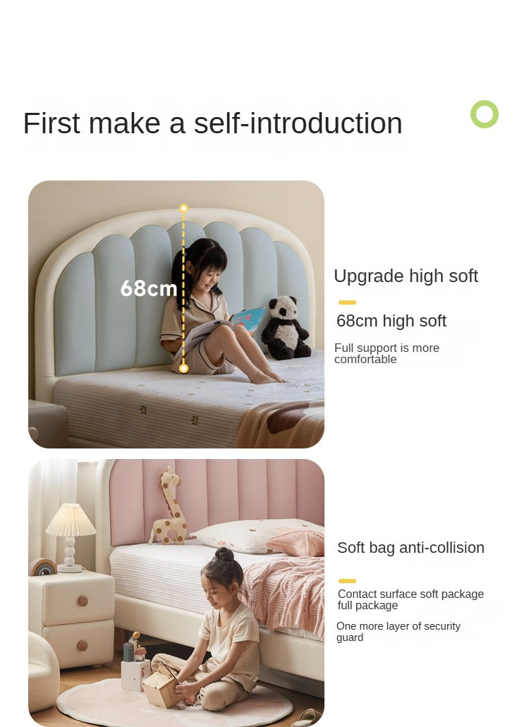 Organic leather Children's Cream Style Soft Bed.