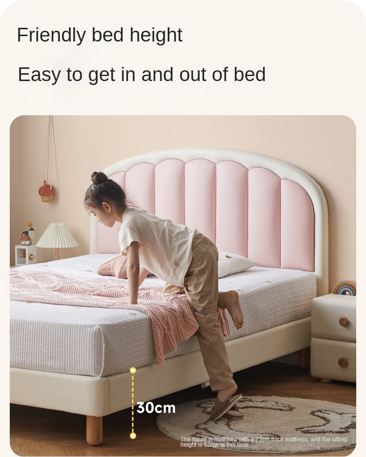 Organic leather Children's Cream Style Soft Bed.