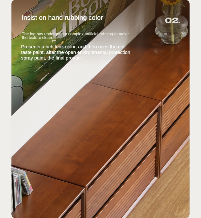 Cherry, Poplar Solid Wood Medieval Floor TV Cabinet.