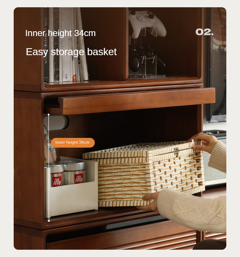 Cherry, Poplar Solid Wood Medieval Floor TV Cabinet.