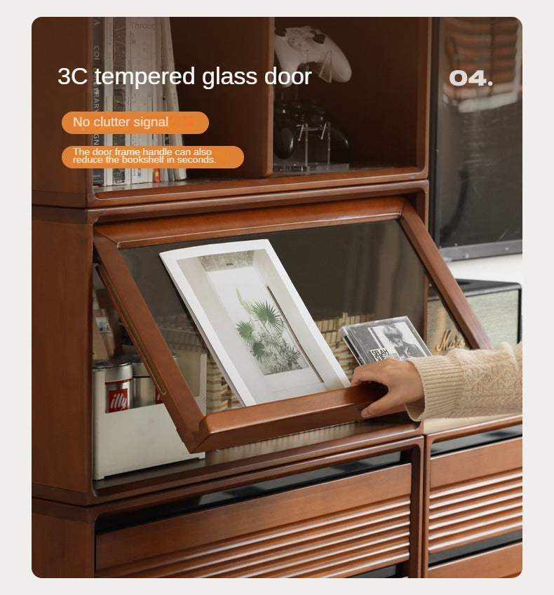 Cherry, Poplar Solid Wood Medieval Floor TV Cabinet.