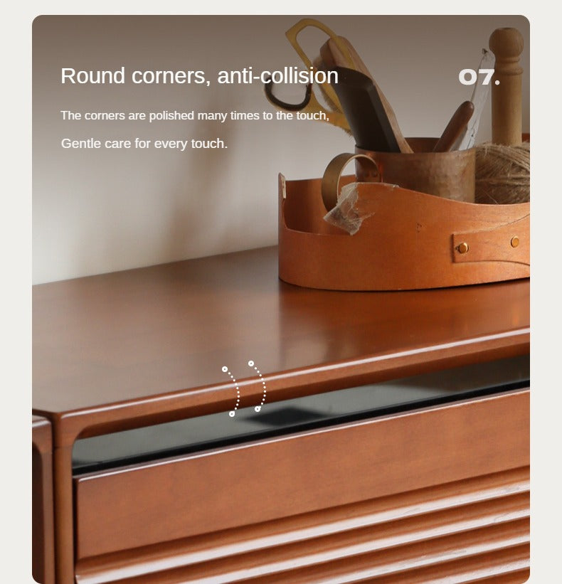 Cherry, Poplar Solid Wood Medieval Floor TV Cabinet.