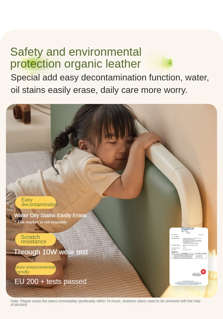 Rubber Wood White Cream Style Children's Soft Bed.