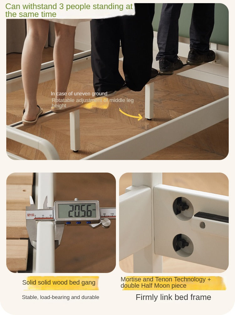 Rubber Wood White Cream Style Children's Soft Bed.