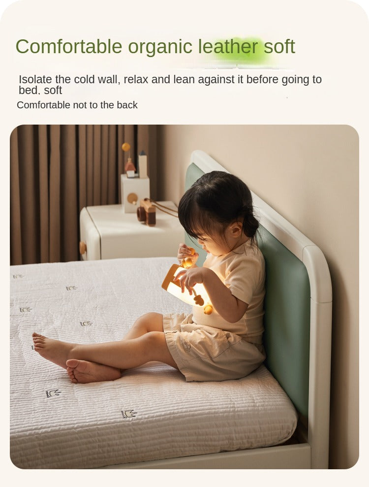 Rubber Wood White Cream Style Children's Soft Bed.