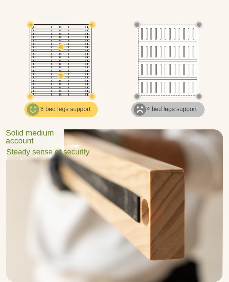 Rubber Wood White Cream Style Children's Soft Bed.