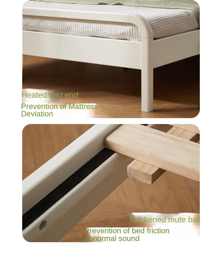 Rubber Wood White Cream Style Children's Soft Bed.