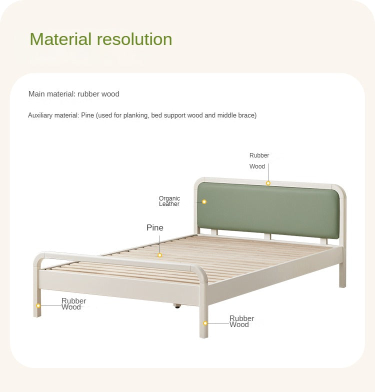 Rubber Wood White Cream Style Children's Soft Bed.