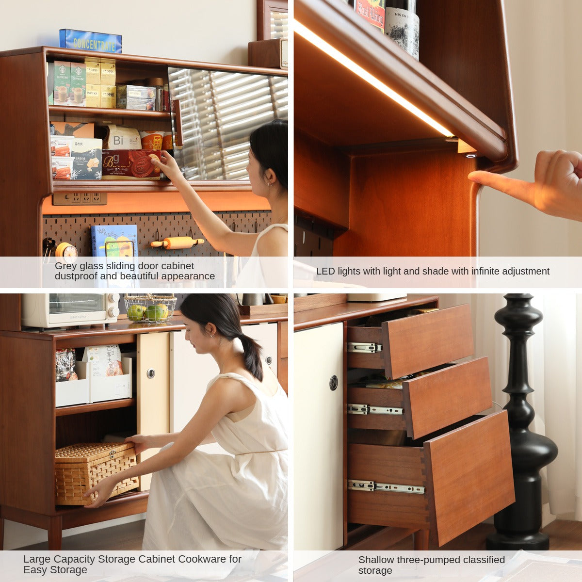 Tulipwood Solid Wood Vintage Style Retro Sideboard
