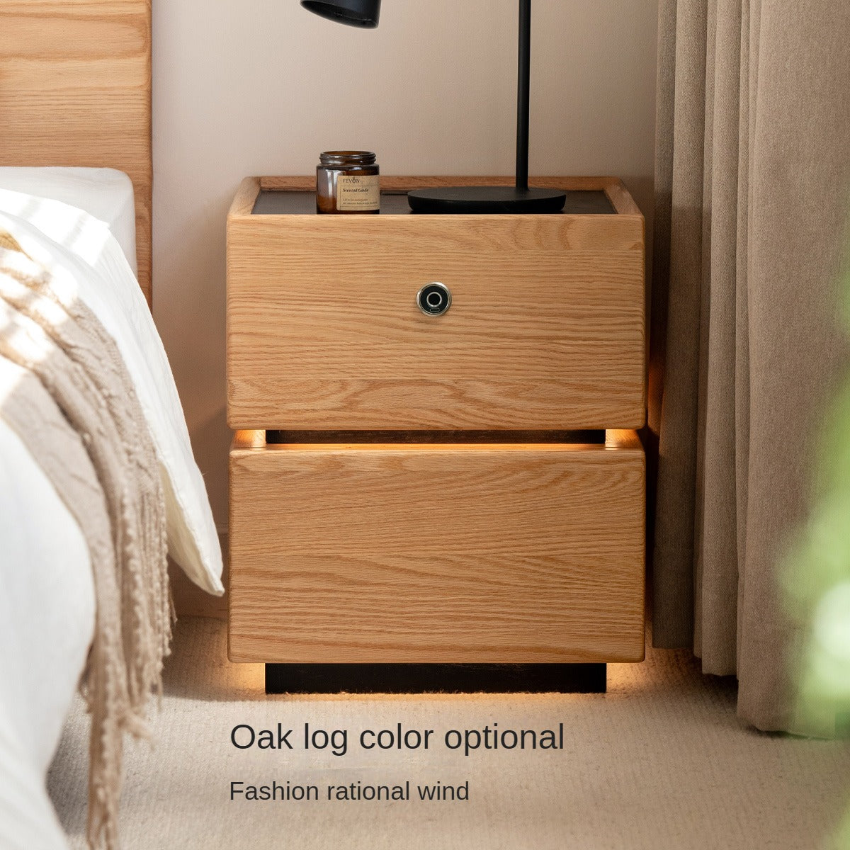 Black Walnut Solid Wood Multifunctional Nightstand.