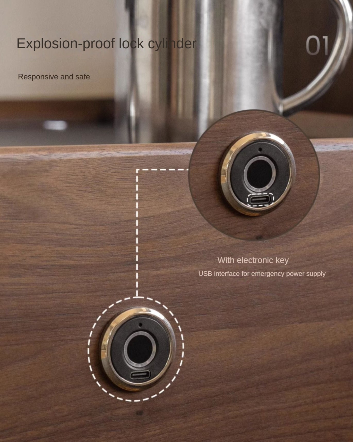 Black Walnut Solid Wood Multifunctional Nightstand.