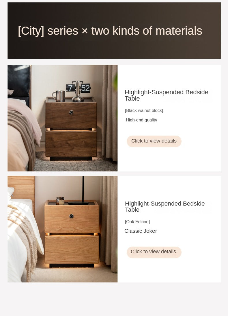 Black Walnut Solid Wood Multifunctional Nightstand.