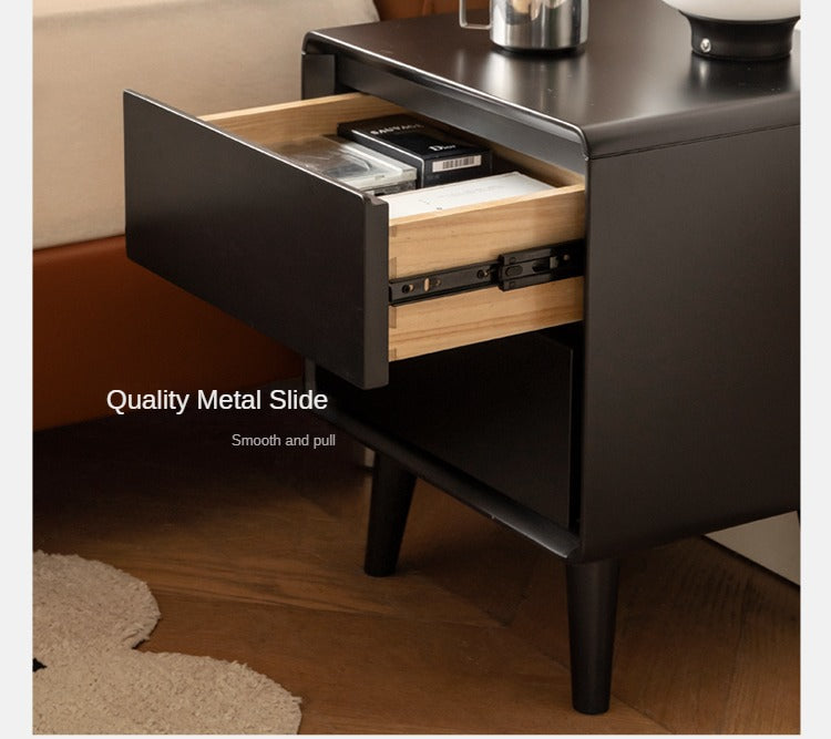 Solid RubberWood Black Nightstand.