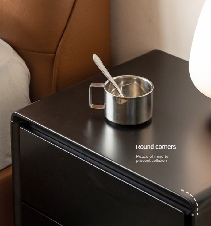 Solid RubberWood Black Nightstand.