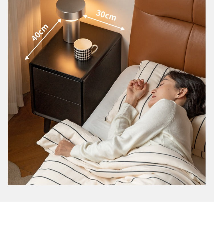 Solid RubberWood Black Nightstand.