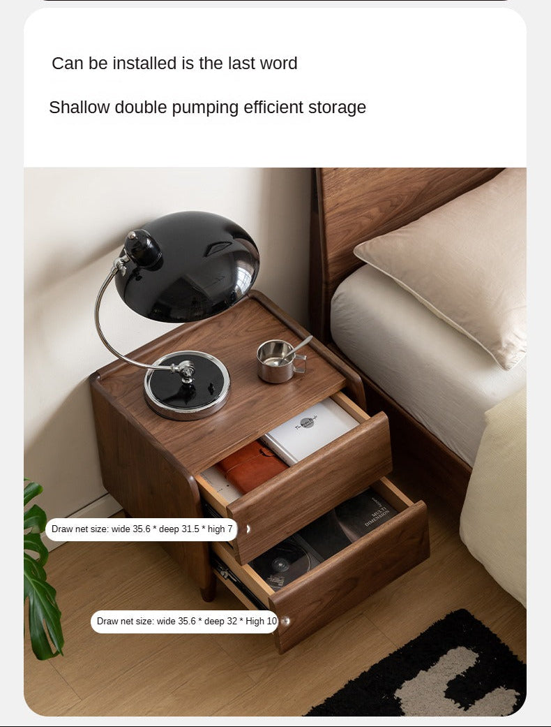 Black Walnut Solid Wood Small Nightstand