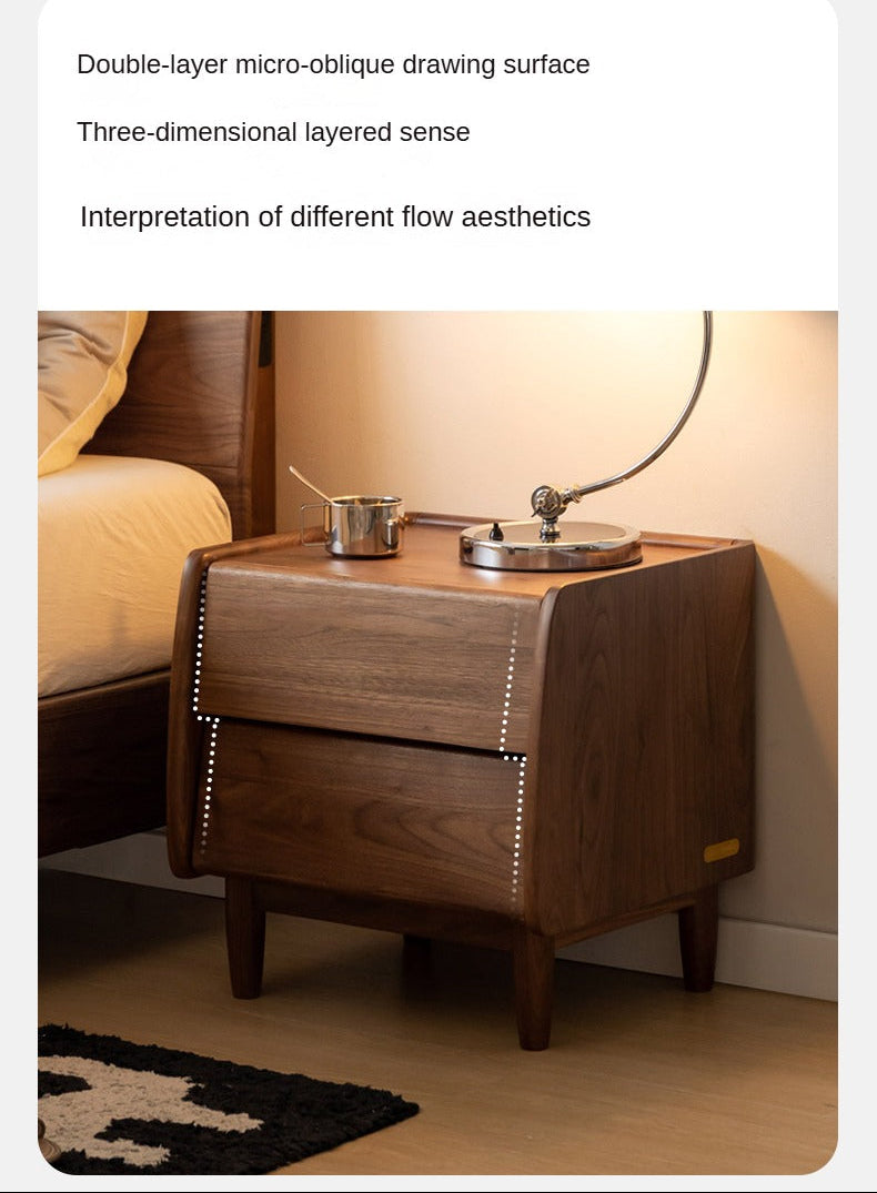 Black Walnut Solid Wood Small Nightstand
