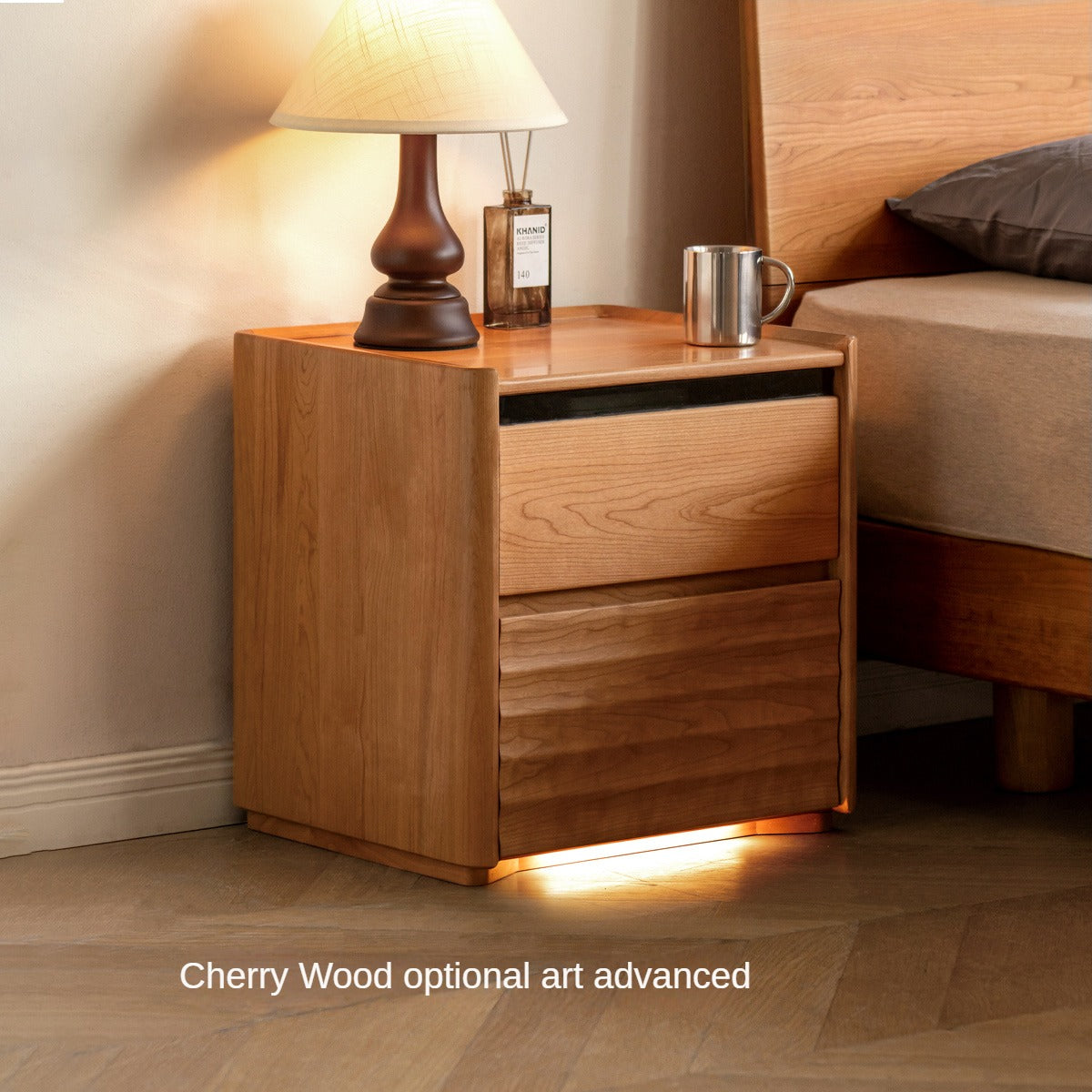 Black Walnut Solid Wood Simple Nightstand.