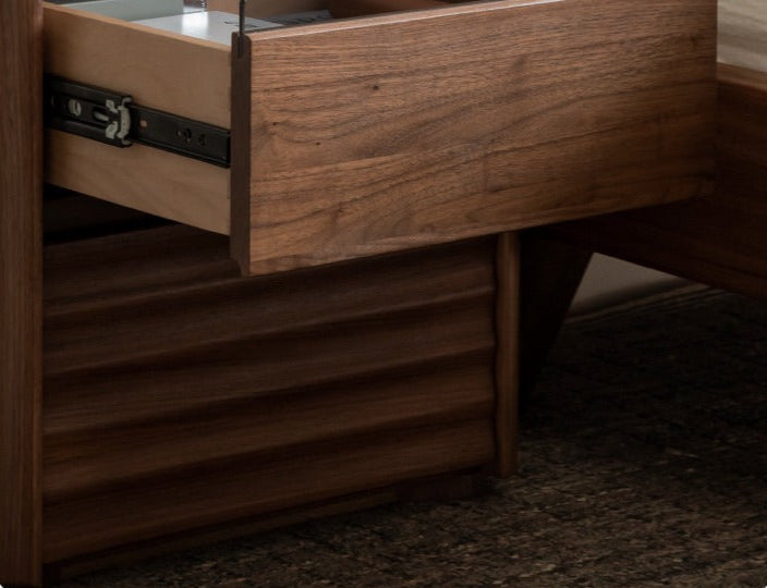 Black Walnut Solid Wood Simple Nightstand.