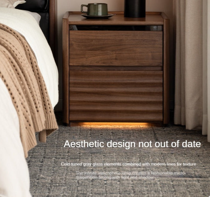 Black Walnut Solid Wood Simple Nightstand.