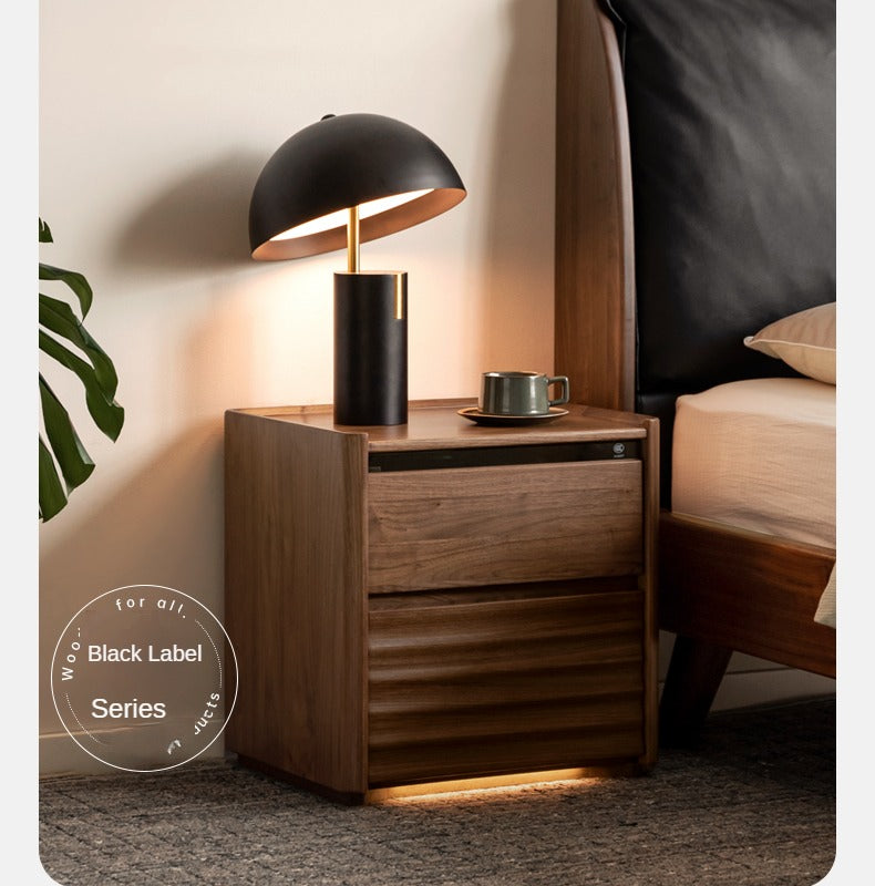 Black Walnut Solid Wood Simple Nightstand.