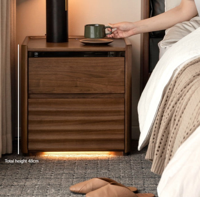 Black Walnut Solid Wood Simple Nightstand.