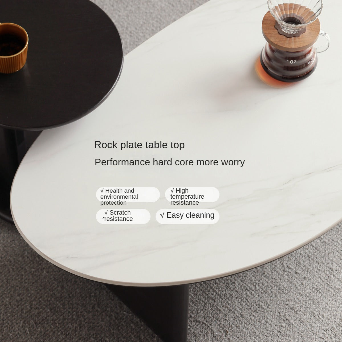Oak Solid Wood Rock Slab Combination Coffee Table