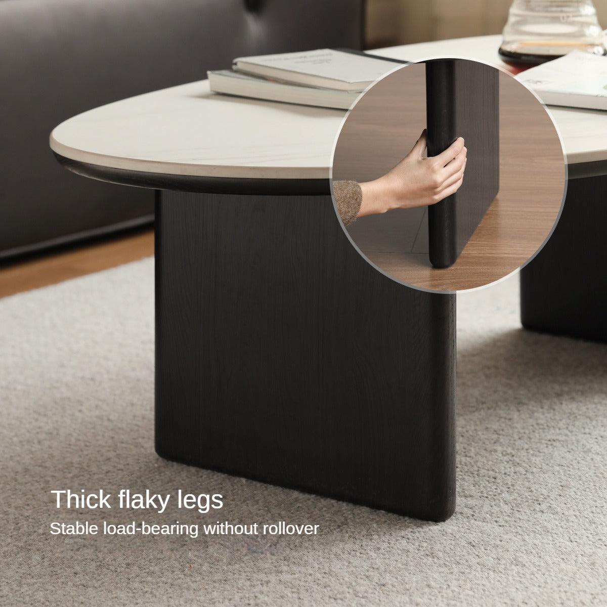 Oak Solid Wood Rock Slab Combination Coffee Table
