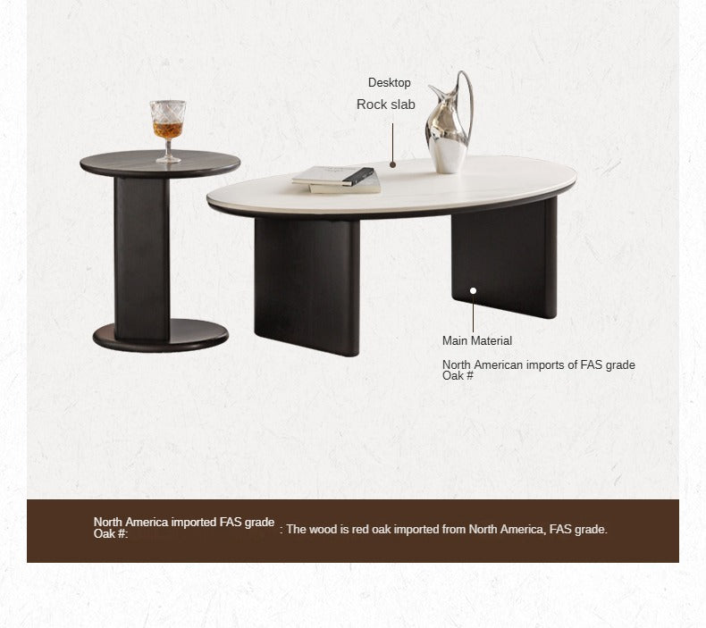 Oak Solid Wood Rock Slab Combination Coffee Table