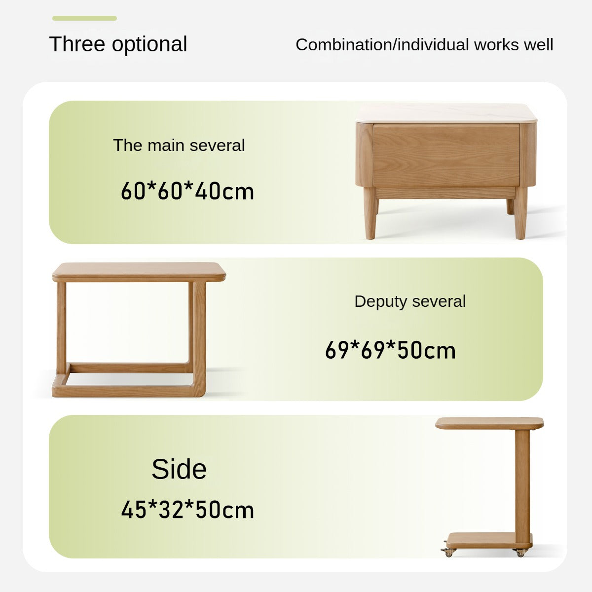 Ash Solid Wood Modern Rock Board Square Coffee Table