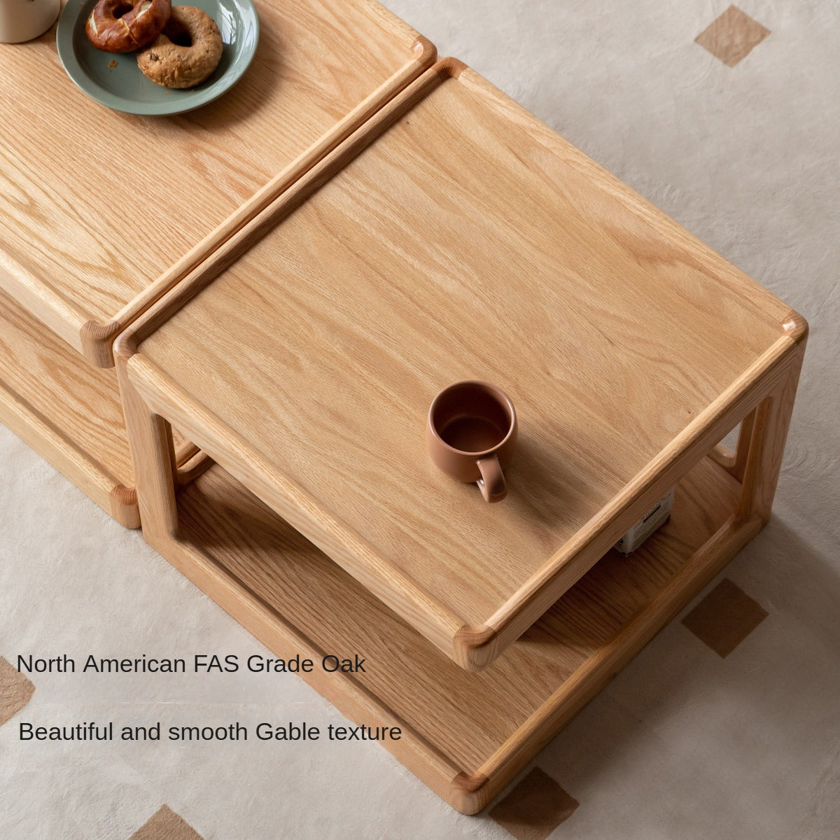 Oak Solid Wood Square Coffee Table.