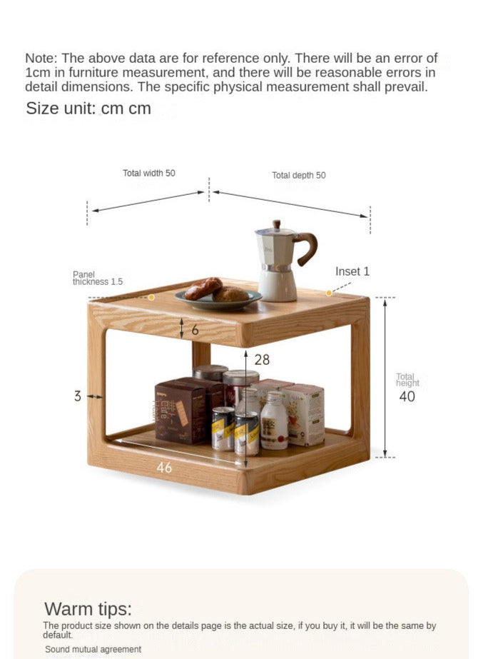 Oak Solid Wood Square Coffee Table.