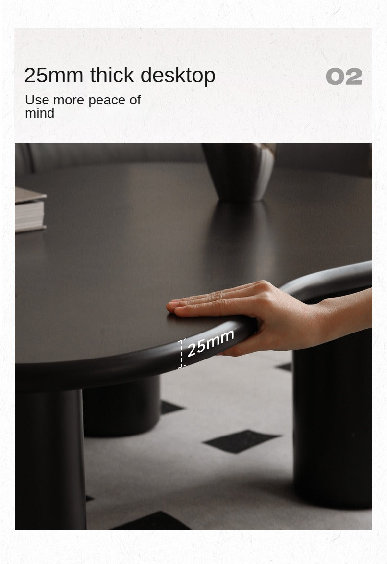 Rubber Solid Wood Black Coffee Table.