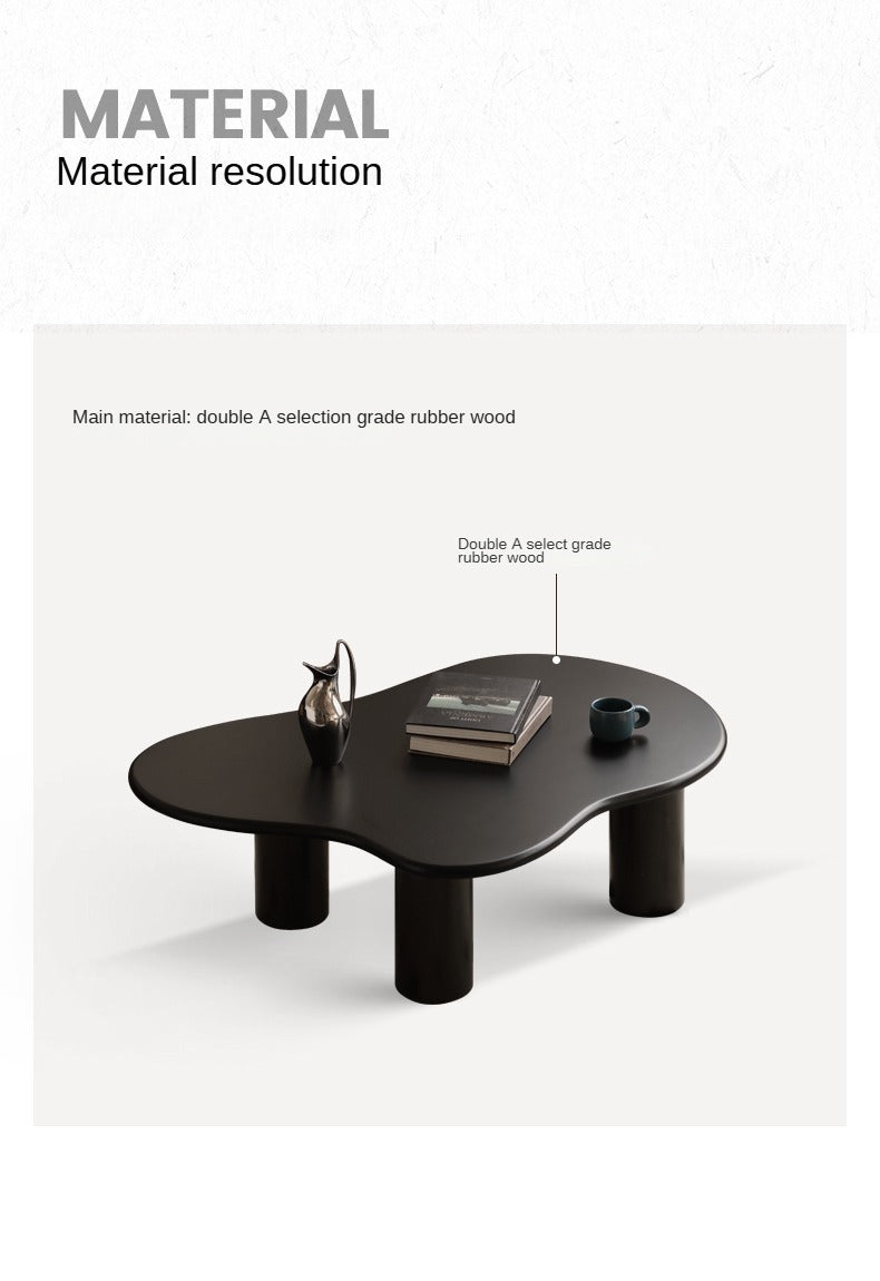 Rubber Solid Wood Black Coffee Table.