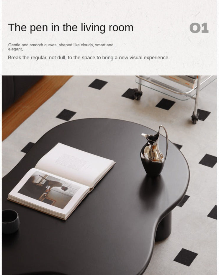 Rubber Solid Wood Black Coffee Table.
